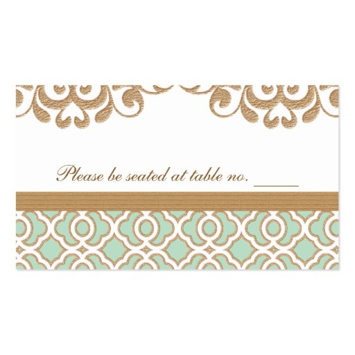 Mint Green Gold Moroccan Wedding Table Place Business Cards
