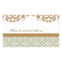 Mint Green Gold Moroccan Wedding Table Place Business Cards