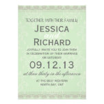 Mint Green Grey Vintage Damask Wedding Invitation at Zazzle