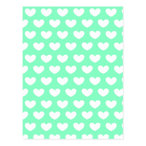 Pastel Green Polka Hearts Post Cards