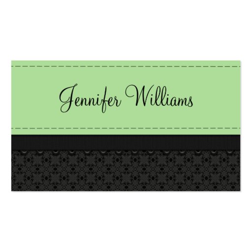 Mint Green Label Ribbon Business Cards (front side)