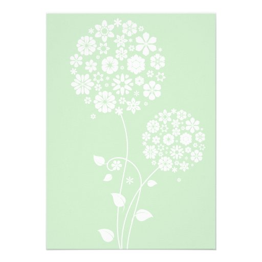 Mint Green Modern Floral Wedding Invitation