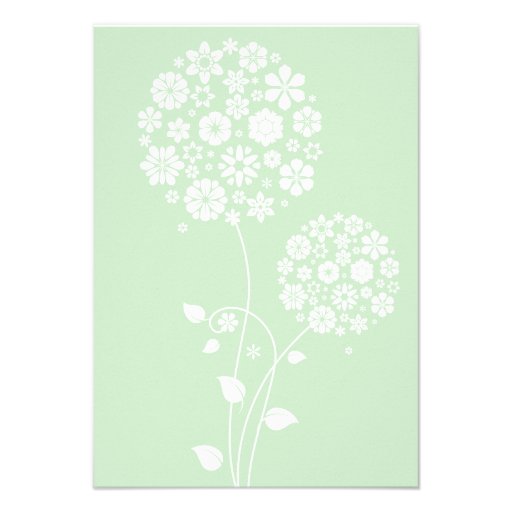 Mint Green Modern Floral Wedding Reception Card