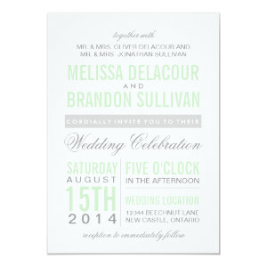 Mint Green Modern Typography Wedding Invitation 5