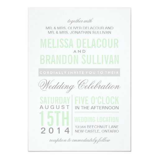 Mint Green Modern Typography Wedding Invitation