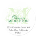 Mint green monogram antique grunge address label sticker