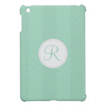 Mint Green Monogram Thin Chevron Pattern iPad Mini Cases