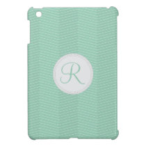 Mint Green Monogram Thin Chevron Pattern ipad mini cases