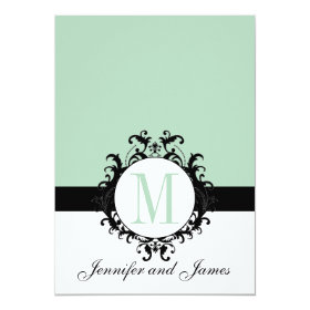 Mint Green Monogram Wedding Invitation 5