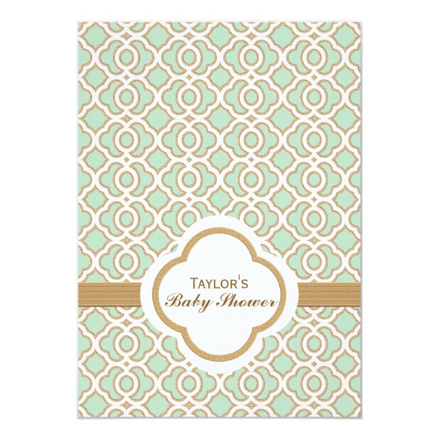 Mint Green Moroccan Gender Neutral Baby Shower Card