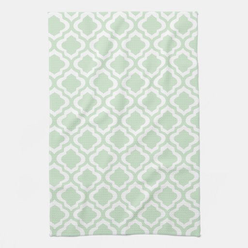 Mint Green Moroccan Quatrefoil Clover Hand Towel