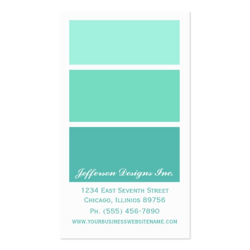 Mint Green Paint Chips Business Cards (front side)