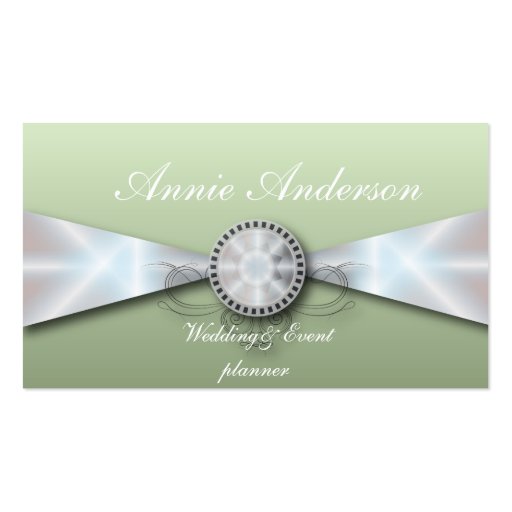 Mint Green Pearl Wedding Planner Business Cards (front side)