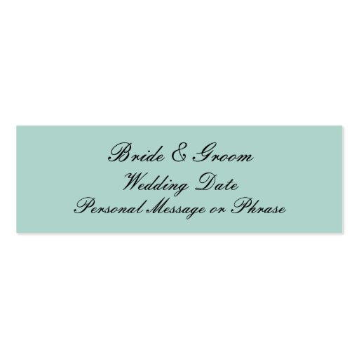 Mint Green Personalized Wedding Favor Tag Template Business Cards (front side)