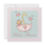 Mint Green Pink Umbrella Baby Girl Shower Custom Announcements