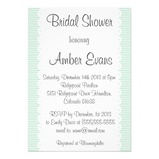 Mint Green Pinstripes Bridal Shower Invitation