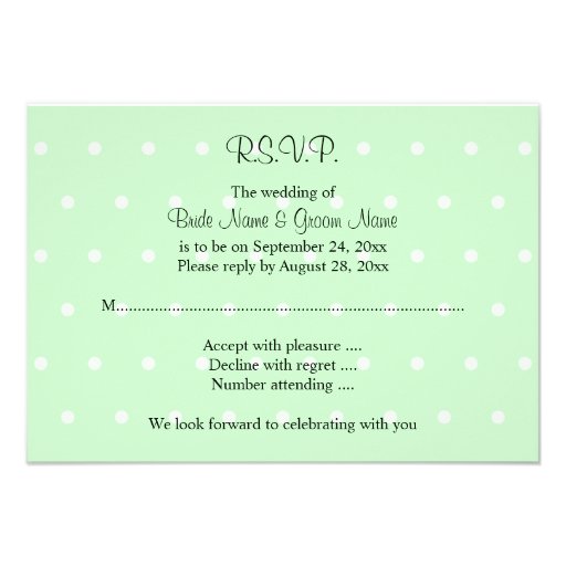 Mint Green Polka Dot Pattern. Wedding Invites