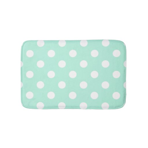 Mint green polka dots bathroom rug Zazzle