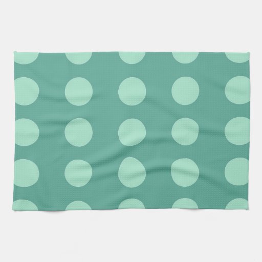 Mint Green Polka Dots on Green Pattern Gifts Hand Towels