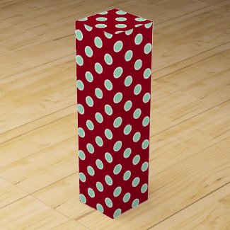 Mint Green Polka Dots on Maroon Christmas Wine Box