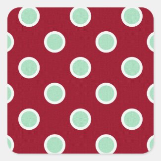 Mint Green Polka Dots on Maroon Envelope Seals Square Sticker