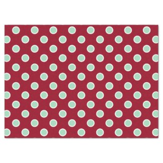 Mint Green Polka Dots on Maroon Tissue Paper 17" X 23" Tissue Paper
