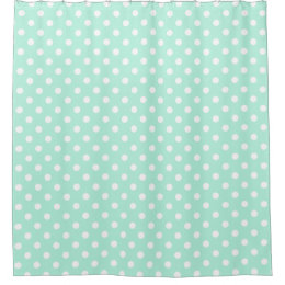 Mint green polka dots shower curtain