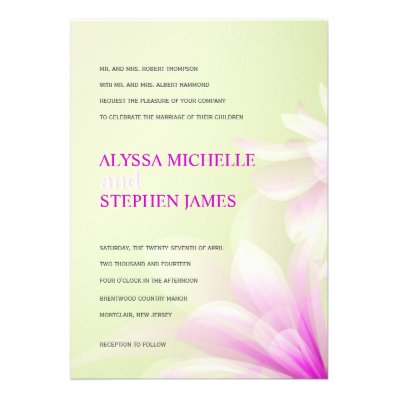 Mint Green Purple Floral Formal Invitations