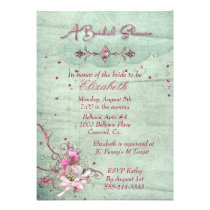 Mint Green & Rose Buds Bridal Shower Invitation invitations