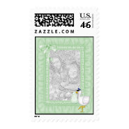 Mint Green Ruffles Stork Postage stamp