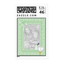 Mint Green Ruffles Stork Postage