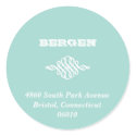 Mint green scroll Christmas holiday address label sticker