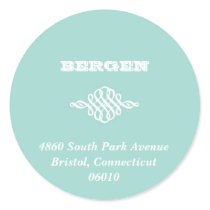 Mint green scroll Christmas holiday address label stickers