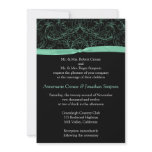 Mint Green Scrolls and Ribbon Wedding Invitation