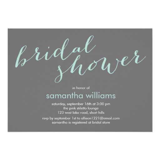 Mint Green Stripes Bridal Shower Personalized Announcements