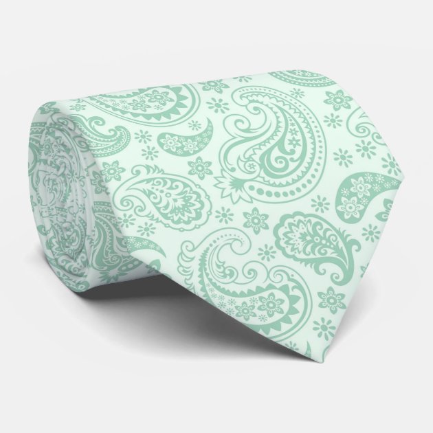 Mint-Green Tones Vintage Paisley Pattern Tie