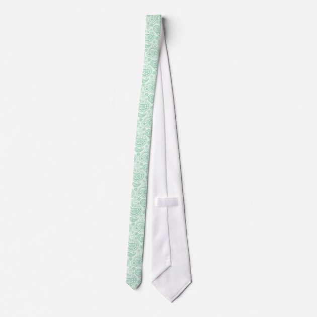 Mint-Green Tones Vintage Paisley Pattern Tie-2
