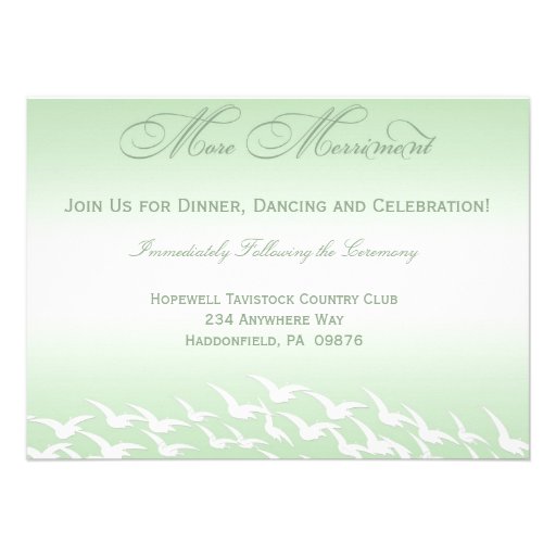 Mint Green Wedding Reception Cards 4.5" X 6.25" Invitation Card Zazzle
