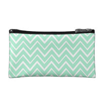 Mint green whimsical zigzag chevron pattern makeup bag