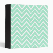 Mint green whimsical zigzag chevron pattern vinyl binders