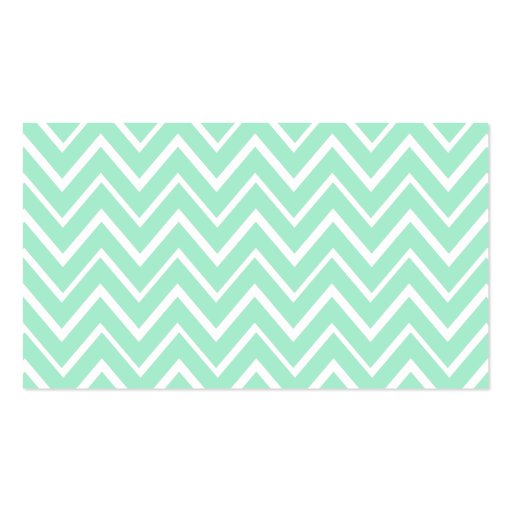 Mint green whimsical zigzag chevron pattern business cards (back side)