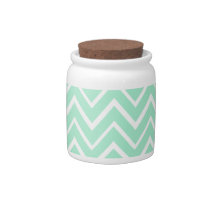Mint green whimsical zigzag chevron pattern candy jar