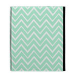 Mint green whimsical zigzag chevron pattern iPad folio cases