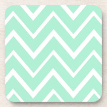 Mint green whimsical zigzag chevron pattern coasters