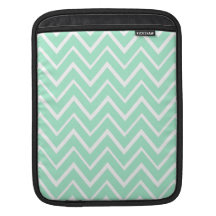 Mint green whimsical zigzag chevron pattern iPad sleeves