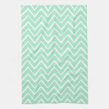 Mint green whimsical zigzag chevron pattern hand towels