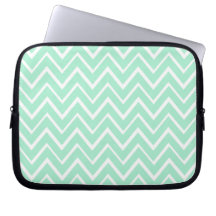 Mint green whimsical zigzag chevron pattern laptop sleeve