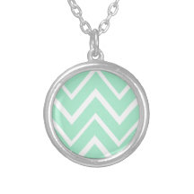 Mint green whimsical zigzag chevron pattern pendants