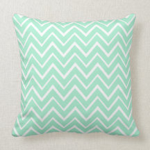 Mint green whimsical zigzag chevron pattern throw pillow