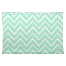 Mint green whimsical zigzag chevron pattern place mats